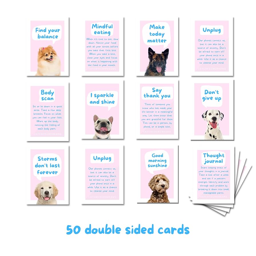 Amazon.com: CATCHYOURDREAMS Dogs Against Anxiety Cards - 50